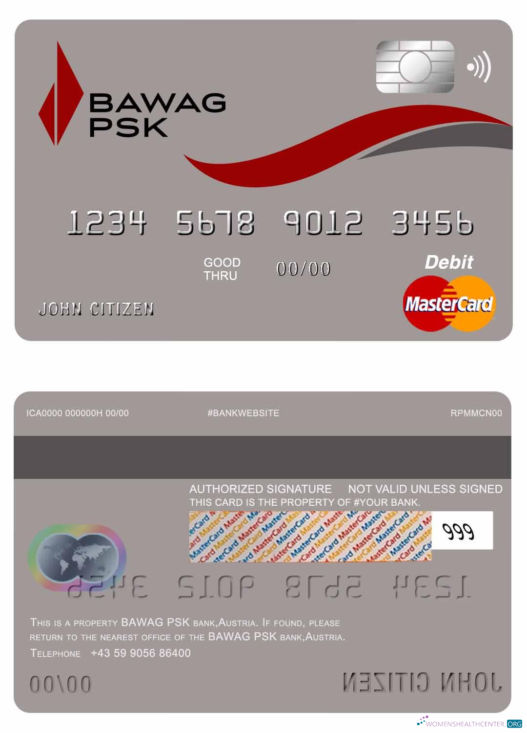 Download Austria Bawag PSK bank mastercard Photoshop template